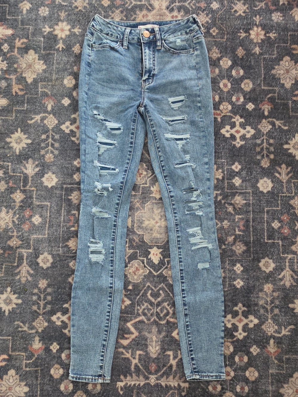 SO Women's Light Blue Distressed Skinny Jeans